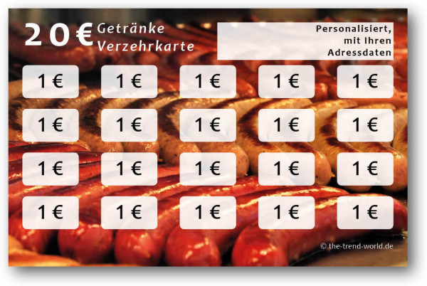 Getränke-/ Verzehrkarten, personalisiert, 20 Euro - V014