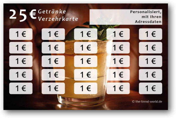 Getränke-/ Verzehrkarten, personalisiert, 25 Euro - V006