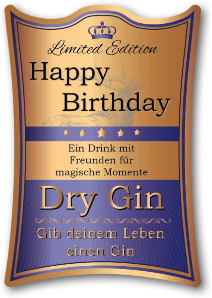 2 * Flaschenetiketten Dry-Gin 70x100 mm - Happy Birthday