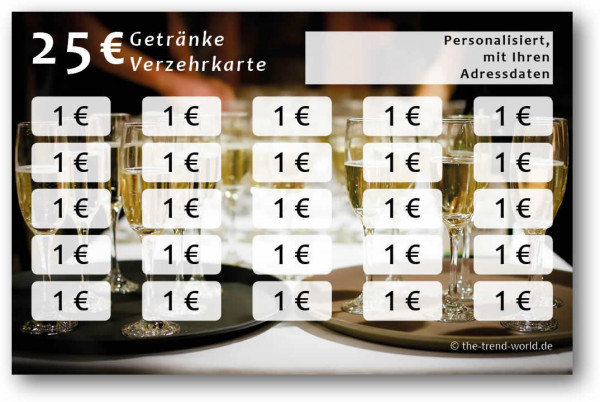 Getränke-/ Verzehrkarten, personalisiert, 25 Euro - V008