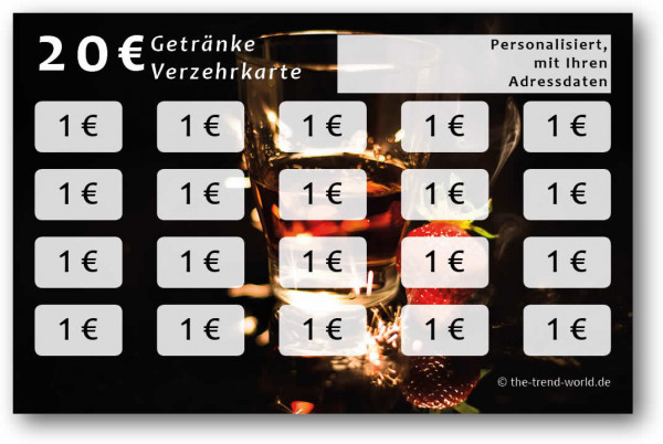 Getränke-/ Verzehrkarten, personalisiert, 20 Euro - V012