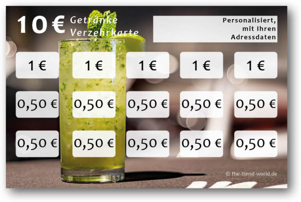 Getränke-/ Verzehrkarten, personalisiert, 10 Euro - V007