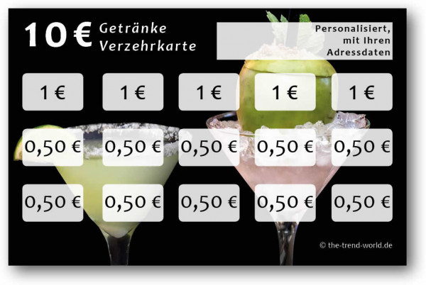 Getränke-/ Verzehrkarten, personalisiert, 10 Euro - V002