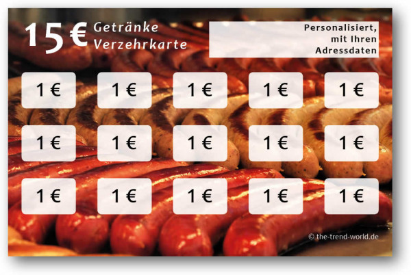 Getränke-/ Verzehrkarten, personalisiert, 15 Euro - V014
