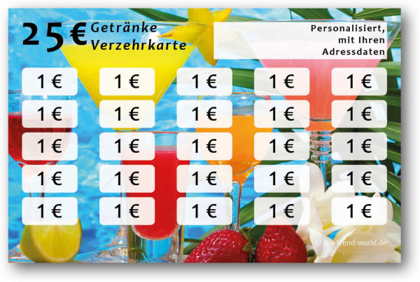 Getränke-/ Verzehrkarten, personalisiert, 25 Euro - V010