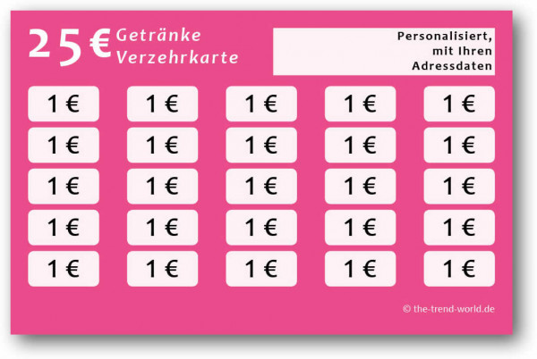 Getränke-/ Verzehrkarten, personalisiert, 25 Euro - Wassermelone - V301