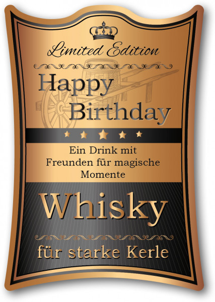 2 * Flaschenetiketten Whisky 70x100 mm - Happy Birthday
