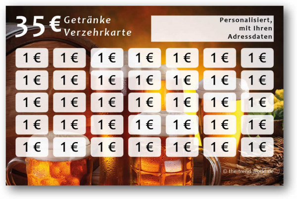 Getränke-/ Verzehrkarten, personalisiert, 35 Euro - V013