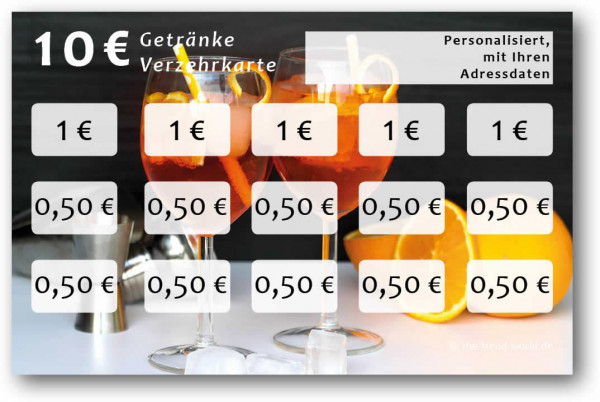 Getränke-/ Verzehrkarten, personalisiert, 10 Euro - V011