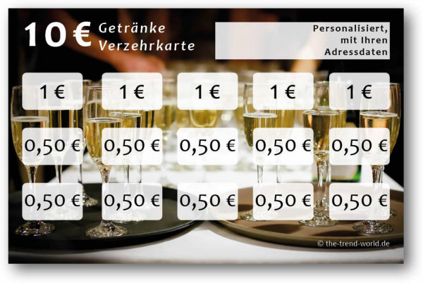 Getränke-/ Verzehrkarten, personalisiert, 10 Euro - V008