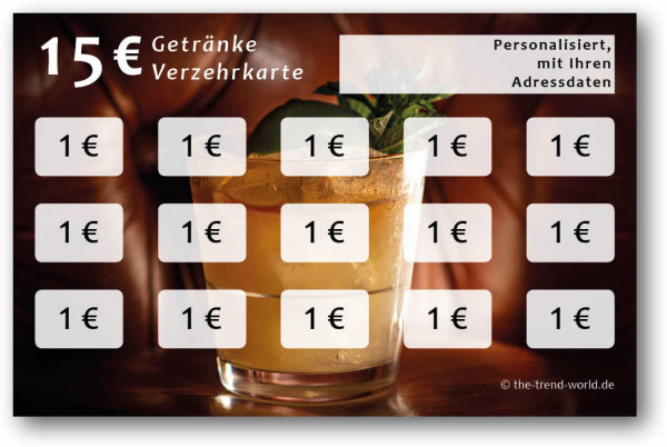 Getränke-/ Verzehrkarten, personalisiert, 15 Euro - V006