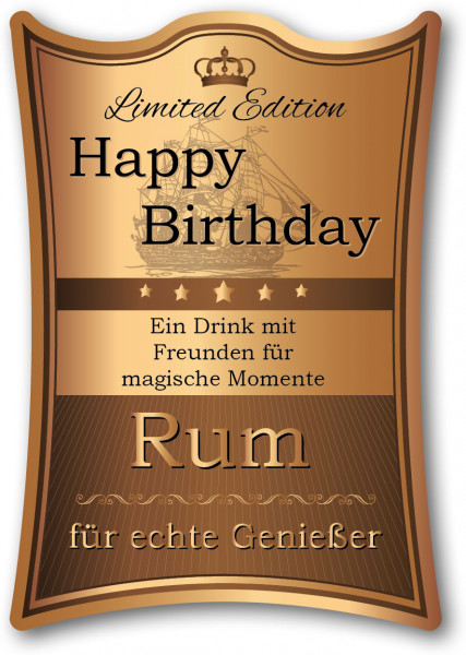 2 * Flaschenetiketten Rum 70x100 mm - Happy Birthday