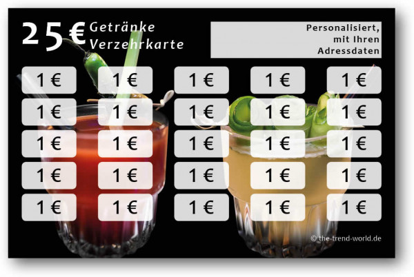 Getränke-/ Verzehrkarten, personalisiert, 25 Euro - V003