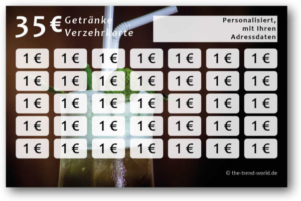 Getränke-/ Verzehrkarten, personalisiert, 35 Euro - V009