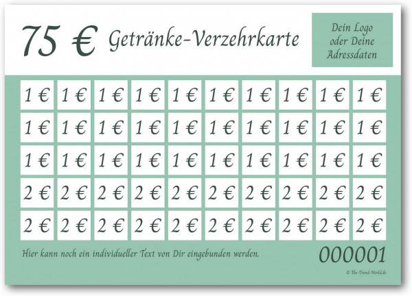 75,00 € Getränkekarten- / Verzehrkartenblock ★ fortlaufend nummeriert ★ Minzmakrone ★ V0106