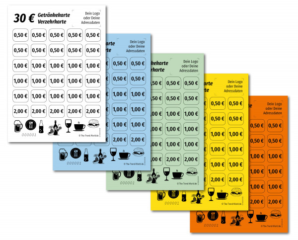 30,00 € Getränkekarten- / Verzehrkartenblock ★ fortlaufend nummeriert ★ V600-30-V2