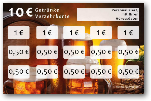 Getränke-/ Verzehrkarten, personalisiert, 10 Euro - V013