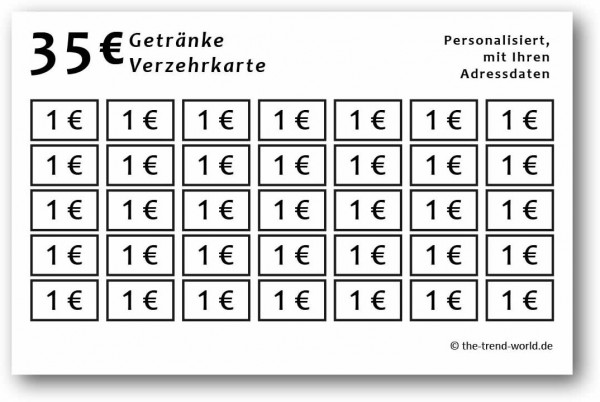 100 Getränke-/ Verzehrkarten ★ Wert 35 € ★ personalisiert ★ Schwarz - V406