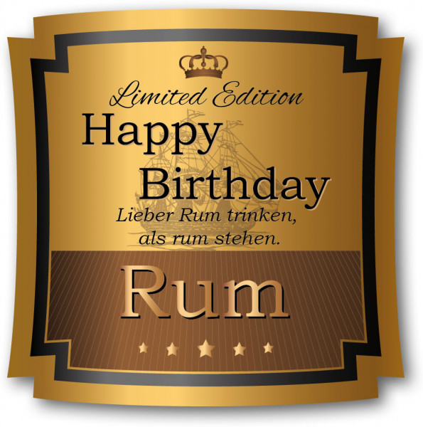 2 * Flaschenetiketten Rum 80x80 mm - Happy Birthday