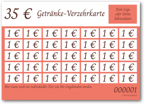 35,00 € Getränkekarten- / Verzehrkartenblock ★ fortlaufend nummeriert ★ Calypso ★ V0101