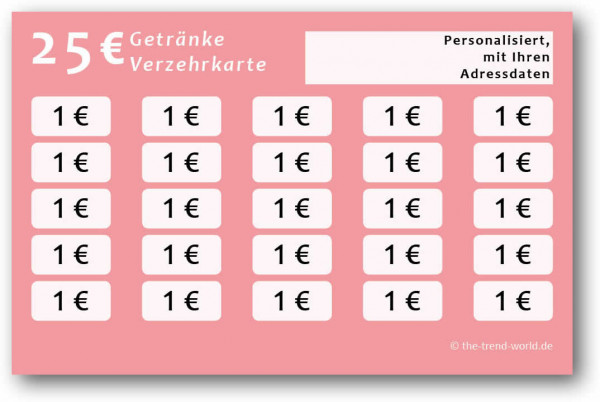 Getränke-/ Verzehrkarten, personalisiert, 25 Euro - Flamingo - V302