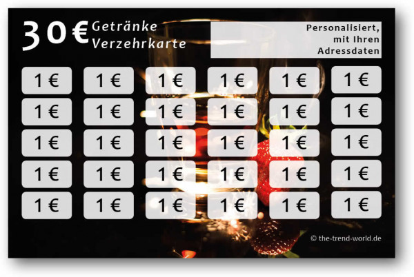 Getränke-/ Verzehrkarten, personalisiert, 30 Euro - V012