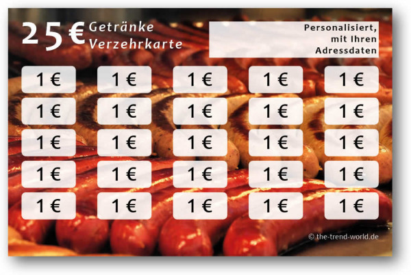 Getränke-/ Verzehrkarten, personalisiert, 25 Euro - V014