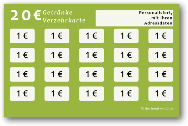 100 Getränke-/ Verzehrkarten, grüner Apfel ★ Wert 20 € ★ personalisiert - V304