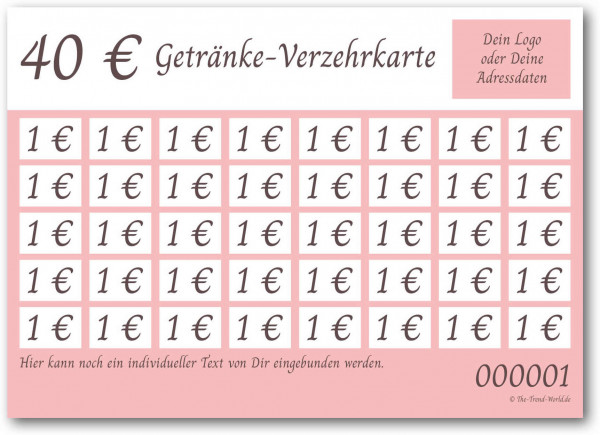 40,00 € Getränkekarten- / Verzehrkartenblock ★ fortlaufend nummeriert ★ Kirschblüte ★ V0100