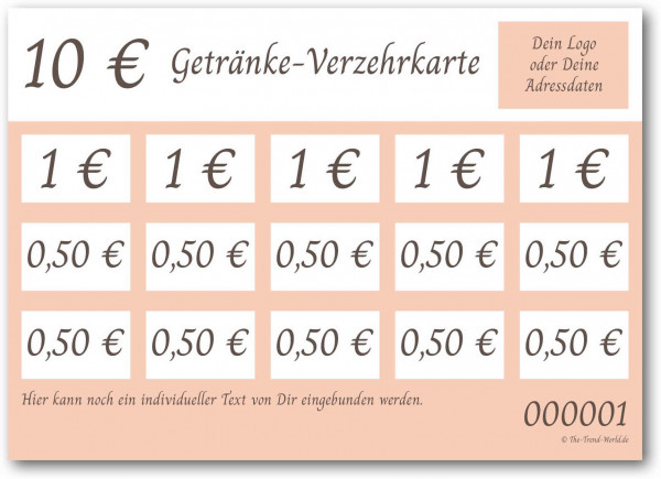 10,00 € Getränkekarten- / Verzehrkartenblock ★ fortlaufend nummeriert ★ Blütenrosa ★ V0102