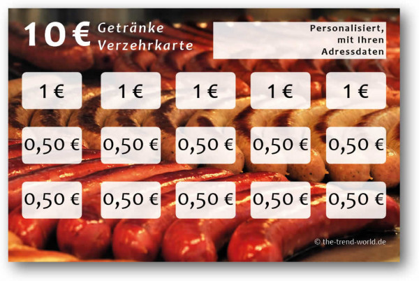 Getränke-/ Verzehrkarten, personalisiert, 10 Euro - V014