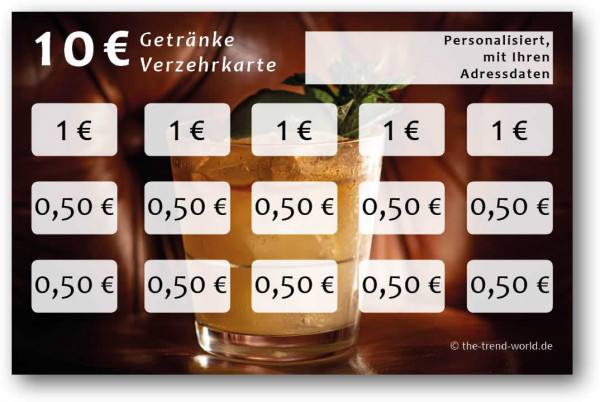 Getränke-/ Verzehrkarten, personalisiert, 10 Euro - V006