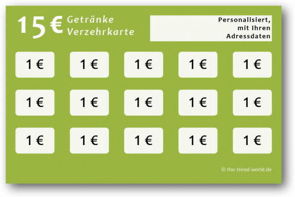 100 Getränke-/ Verzehrkarten, grüner Apfel ★ Wert 15 € ★ personalisiert - V304