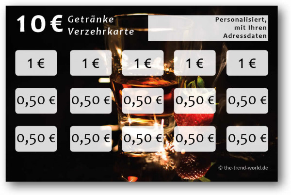 Getränke-/ Verzehrkarten, personalisiert, 10 Euro - V012