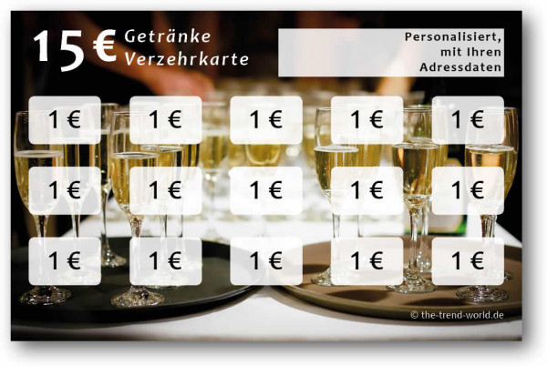 Getränke-/ Verzehrkarten, personalisiert, 15 Euro - V008