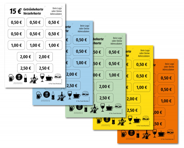 15,00 € Getränkekarten- / Verzehrkartenblock ★ fortlaufend nummeriert ★ V600-15-V2