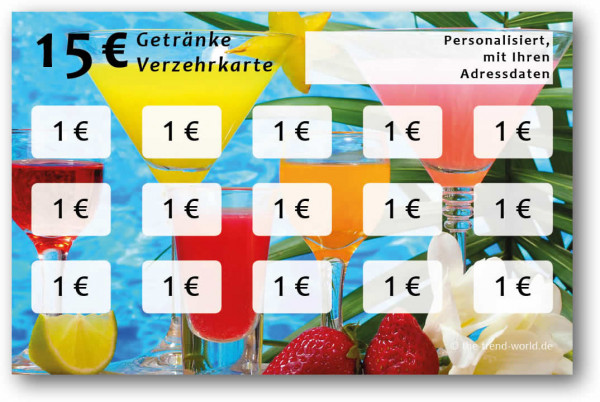 Getränke-/ Verzehrkarten, personalisiert, 15 Euro - V010