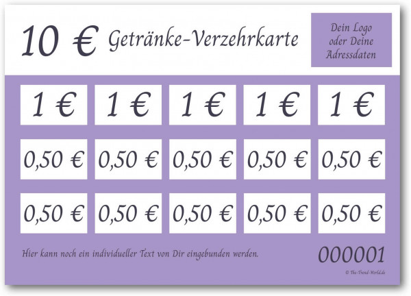 10,00 € Getränkekarten- / Verzehrkartenblock ★ fortlaufend nummeriert ★ Heideblüte ★ V0109